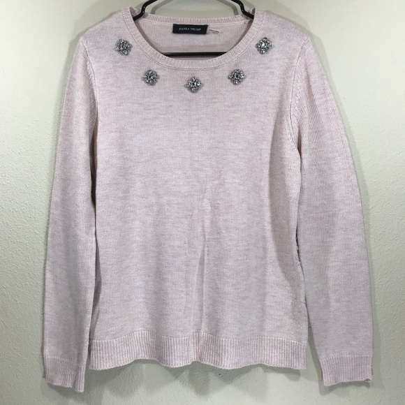 Pink Embroidered Jewelry Sweater blouse shirt top - Picture 2 of 6